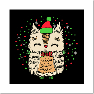 Funny Cute Owl Christmas T Shirt Xmas Gifts Posters and Art